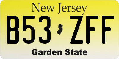 NJ license plate B53ZFF