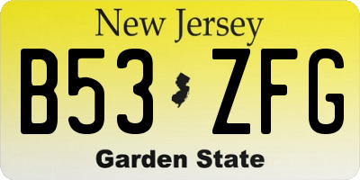 NJ license plate B53ZFG