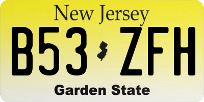 NJ license plate B53ZFH