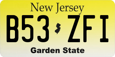NJ license plate B53ZFI