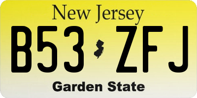 NJ license plate B53ZFJ