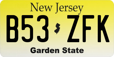 NJ license plate B53ZFK