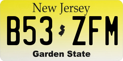 NJ license plate B53ZFM