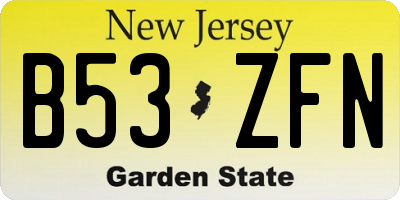 NJ license plate B53ZFN