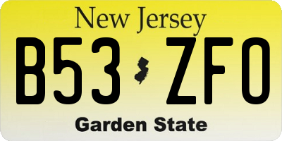 NJ license plate B53ZFO