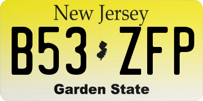 NJ license plate B53ZFP