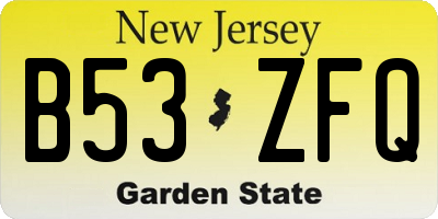 NJ license plate B53ZFQ