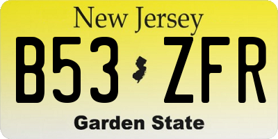 NJ license plate B53ZFR