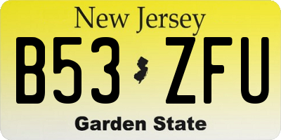NJ license plate B53ZFU