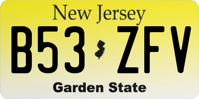 NJ license plate B53ZFV