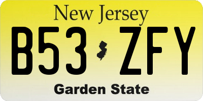 NJ license plate B53ZFY