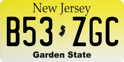 NJ license plate B53ZGC