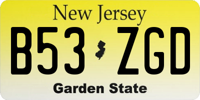 NJ license plate B53ZGD