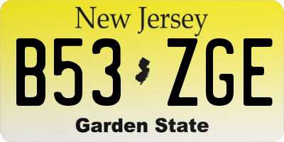 NJ license plate B53ZGE