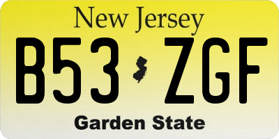 NJ license plate B53ZGF