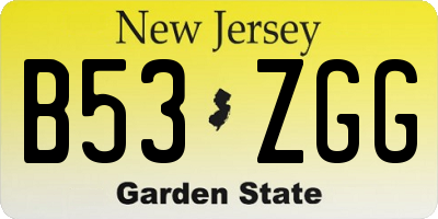 NJ license plate B53ZGG