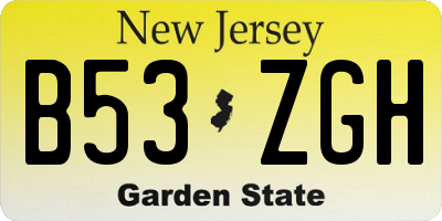 NJ license plate B53ZGH