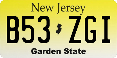 NJ license plate B53ZGI