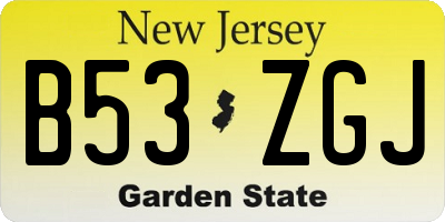NJ license plate B53ZGJ