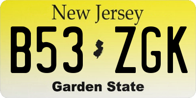 NJ license plate B53ZGK