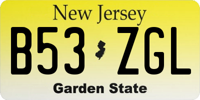 NJ license plate B53ZGL