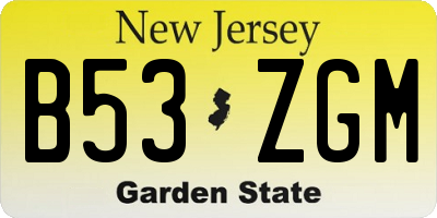 NJ license plate B53ZGM