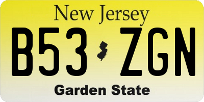 NJ license plate B53ZGN