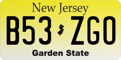 NJ license plate B53ZGO