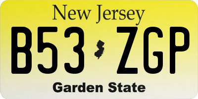 NJ license plate B53ZGP