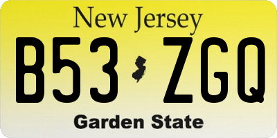 NJ license plate B53ZGQ