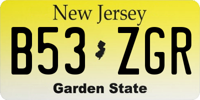 NJ license plate B53ZGR