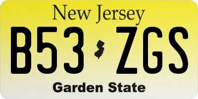 NJ license plate B53ZGS