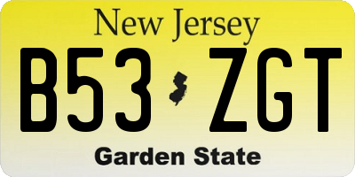 NJ license plate B53ZGT