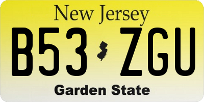 NJ license plate B53ZGU