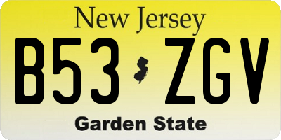 NJ license plate B53ZGV