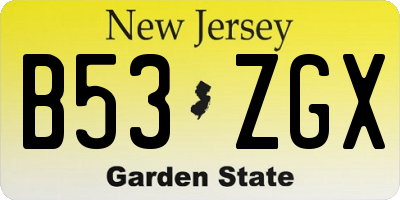 NJ license plate B53ZGX