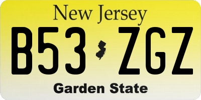 NJ license plate B53ZGZ