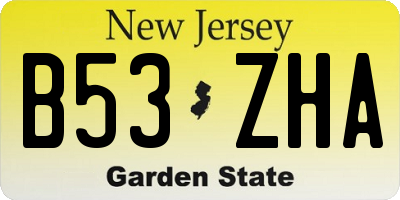 NJ license plate B53ZHA