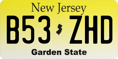 NJ license plate B53ZHD