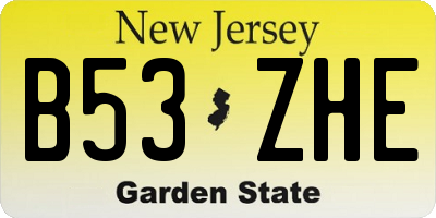 NJ license plate B53ZHE