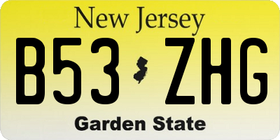 NJ license plate B53ZHG