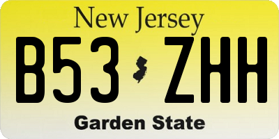 NJ license plate B53ZHH