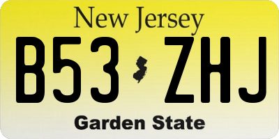 NJ license plate B53ZHJ