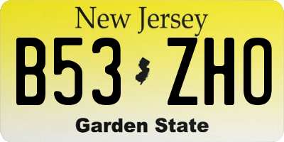NJ license plate B53ZHO