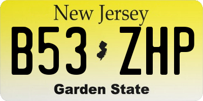 NJ license plate B53ZHP