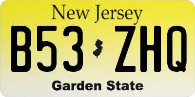 NJ license plate B53ZHQ
