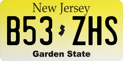 NJ license plate B53ZHS