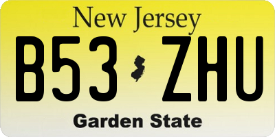 NJ license plate B53ZHU