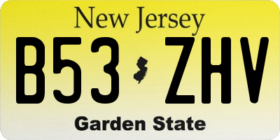 NJ license plate B53ZHV
