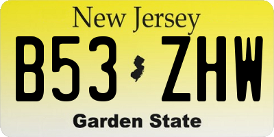NJ license plate B53ZHW